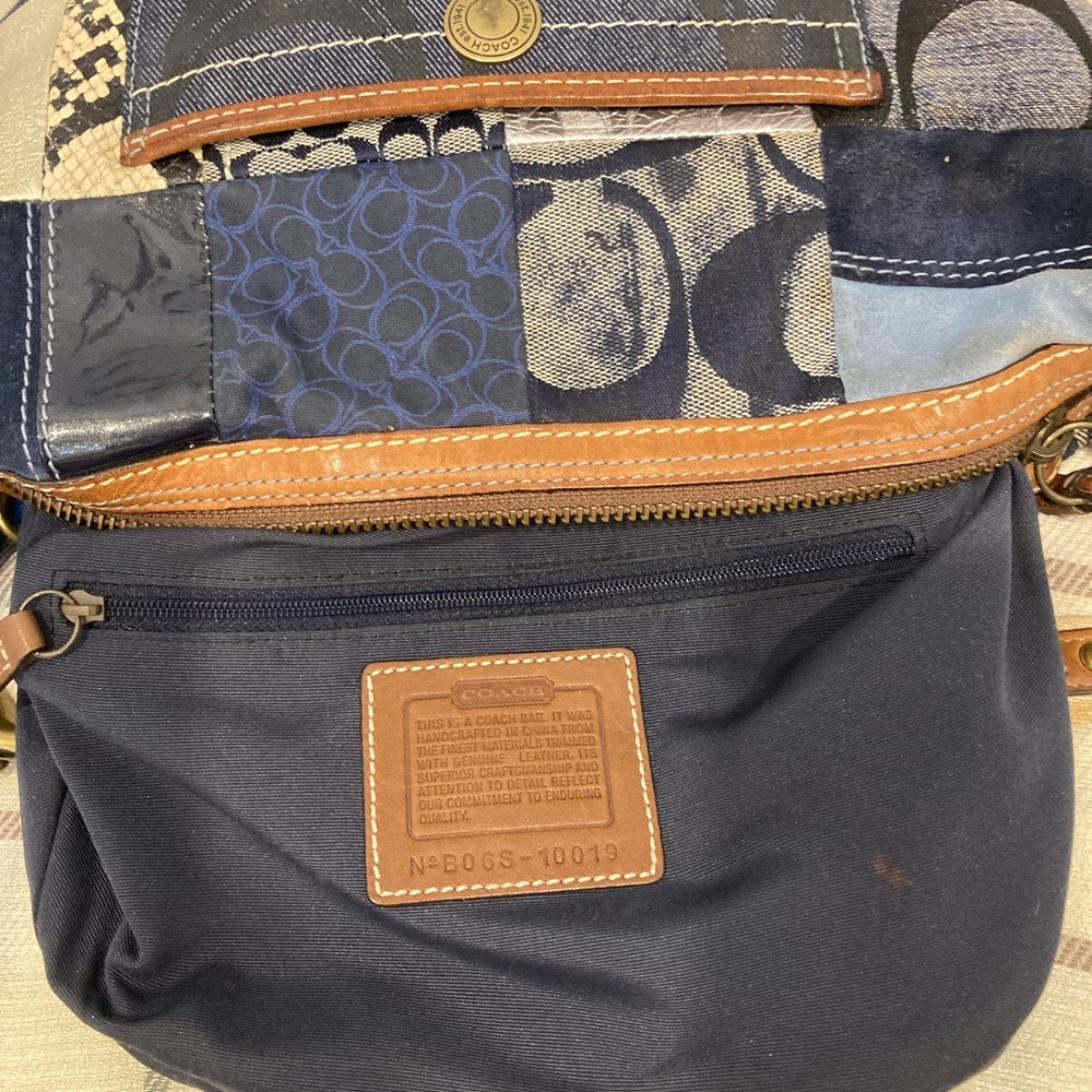 Coach Vintage Hobo Patchwork Blue Leather-Trim Shoulder Bag-No- B06S- 10019 - Picture 5 of 12